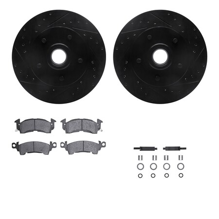 Dynamic Friction Co 8512-47009, Rotors-Drilled and Slotted-Black w/ 5000 Advanced Brake Pads incl. Hardware, Zinc Coated 8512-47009